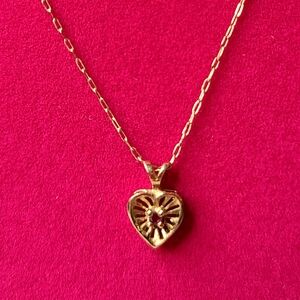 14K Gold Garnet Heart Necklace